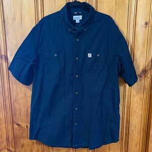 Carhartt Men's Navy Blue Button Down Shirt -  Relaxed Fit - Size XL